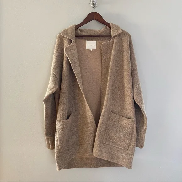 THREAD & SUPPLY Open Front Sweater Cardigan in Camel Size Large - Picture 3 of 9
